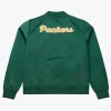 Green Bay Packers Retro Logo Green Satin Varsity Jacket Back