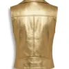 Hailey Bieber Metallic Gold Leather Vest Back