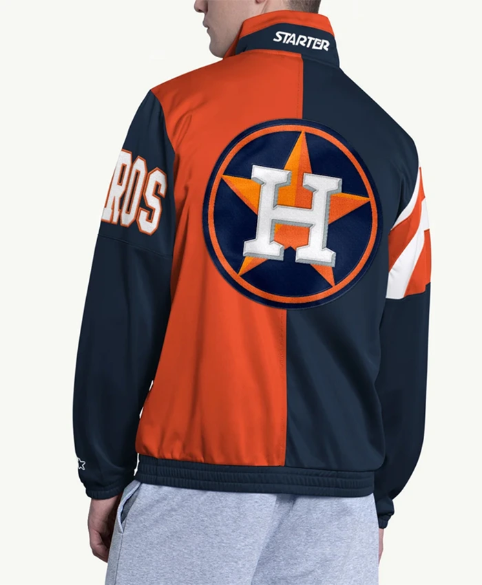 Houston Astros Heritage Navy and Orange Track Jacket Back