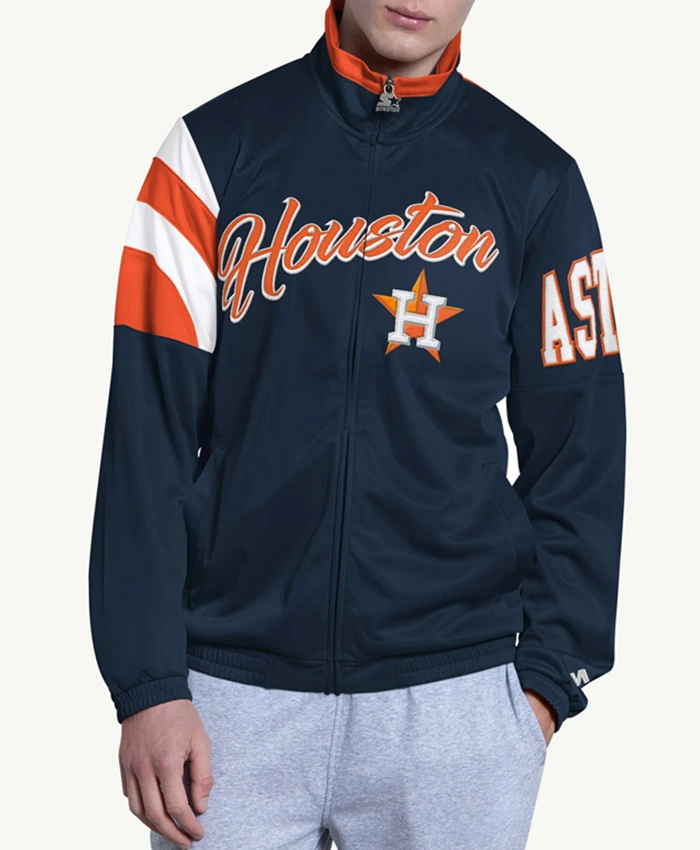 Houston Astros Heritage Navy and Orange Track Jacket
