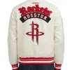 Houston Rockets Ribbed Off-white Satin Jacket For Sale