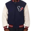 Houston Texans Navy Blue Two Tone Varsity Jacket Style 1