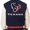 Houston Texans Navy Blue Two Tone Varsity Jacket Style 1 back