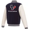 Houston Texans Navy Blue Two Tone Varsity Jacket Style 2 Back