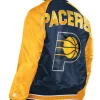 Indiana Pacers Inductee Navy and Gold Full-Snap Satin Varsity Jacket Back