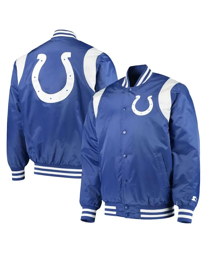 Indianapolis Colts Prime Time Royal and White Satin Jacket For Sale