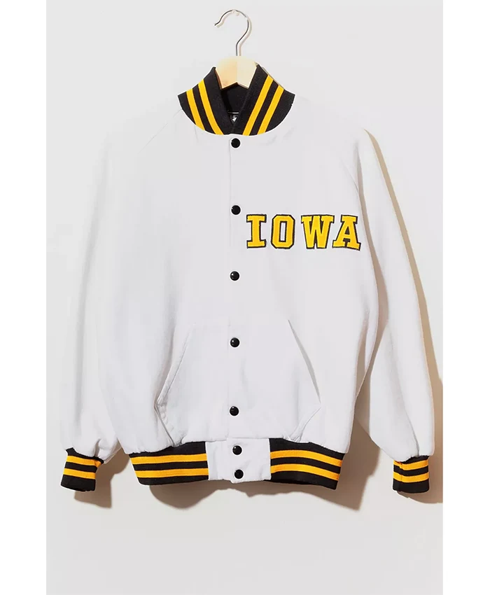 Iowa Retro White Letterman Jacket