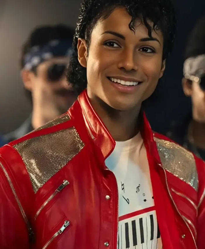 Jaafar Jackson Michael 2026 Red Leather Jacket