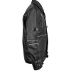 Jaafar Jackson Michael black belted leather jacket with zippered closure