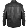Michael 2026 black belted leather jacket with shirt style collar