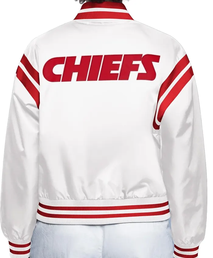Kansas City Chiefs Full Count White Satin Jacket Back