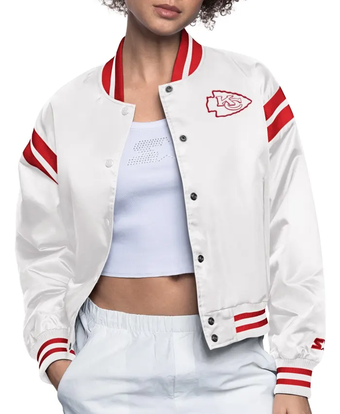 Kansas City Chiefs Full Count White Satin Jacket