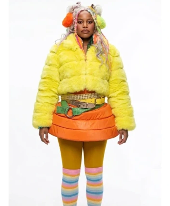 Keke Palmer I Love Boosters Yellow Fur Jacket For Sale