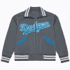 LA Dodgers Batting Practice Black Full Zip Jacket Grey