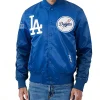 LA Dodgers City Arch Blue Satin Bomber Jacket
