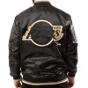 LA Lakers Black and Gold Satin Bomber Jacket Back