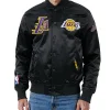 LA Lakers City Arch Black Satin Bomber Jacket
