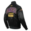 LA Lakers City Arch Black Satin Bomber Jacket For Sale