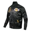 LA Lakers City Arch Black Satin Bomber Jacket Side