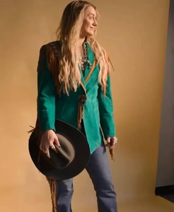Lainey Wilson Keepin Country Cool Green Fringe Blazer For Sale