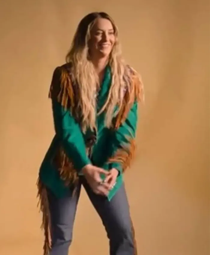 Lainey Wilson Keepin Country Cool Green Fringe Blazer Front