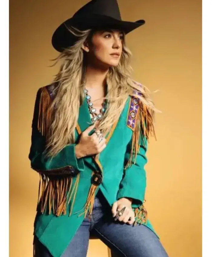 Lainey Wilson Keepin Country Cool Green Fringe Blazer