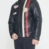 Le Mans Steve McQueen Black Leather Jacket Side