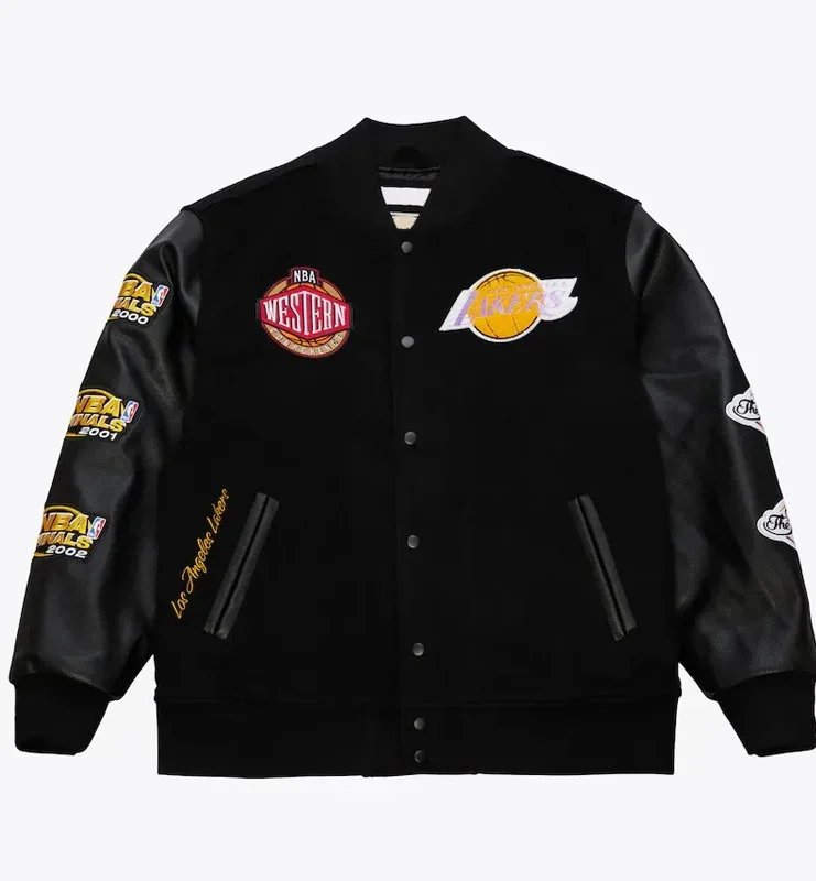 Los Angeles Lakers Black Out Vintage Logo Varsity Jacket