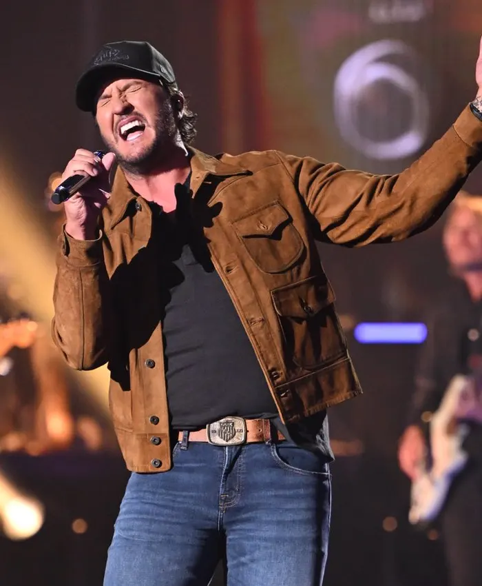 Luke Bryan 2026 Brown Suede Jacket Front