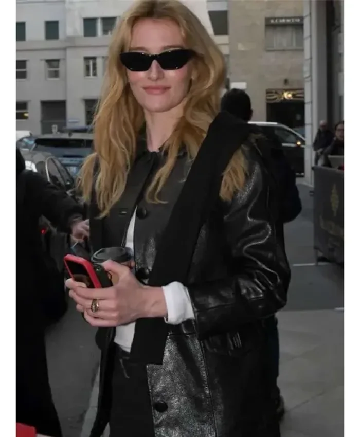 MFW 2026 Sarah Pidgeon Celebrity Leather Jacket For Sale