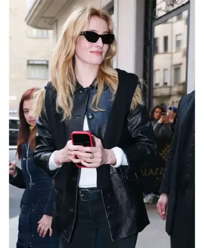 MFW 2026 Sarah Pidgeon Celebrity Leather Jacket