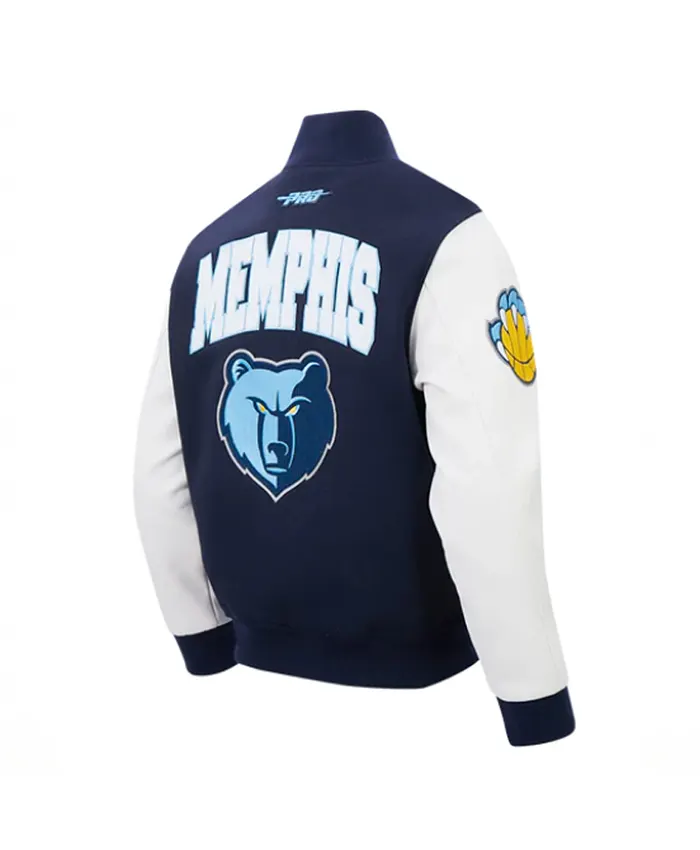 Memphis Grizzlies City Arch Navy and White Varsity Jacket For Sale