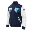 Memphis Grizzlies City Arch Navy and White Varsity Jacket Side