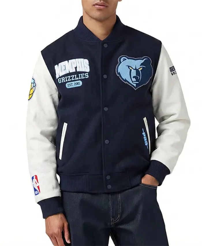 Memphis Grizzlies City Arch Navy and White Varsity Jacket