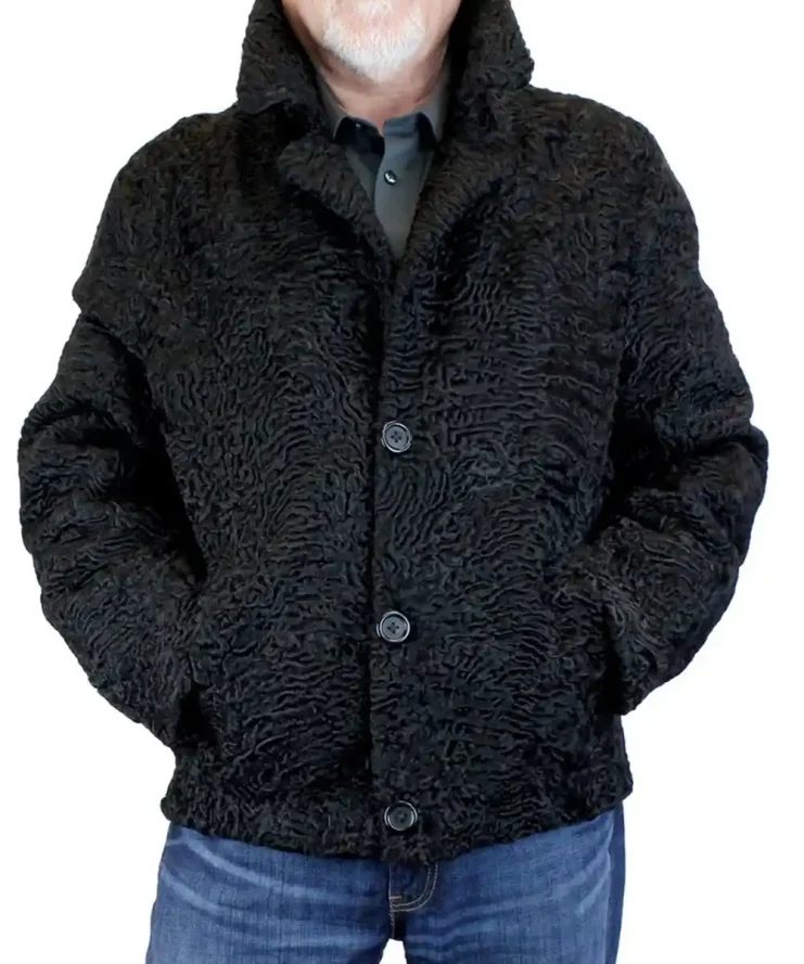 Men’s Astrakhan Black Bomber Jacket