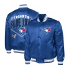 Men's Toronto Blue Jays Starter Royal Satin Jacket Front and Back