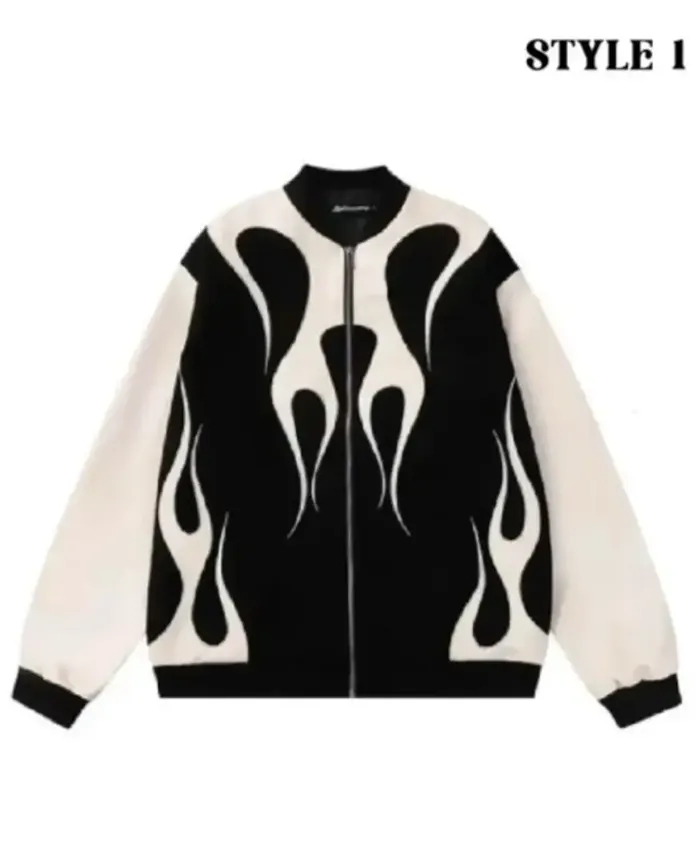 Midnight Flame Bomber Jacket