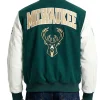 Milwaukee Bucks City Arch Green and White Varsity Jacket Back