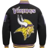 Minnesota Vikings Mashup Black Wool and Leather Varsity Jacket Back