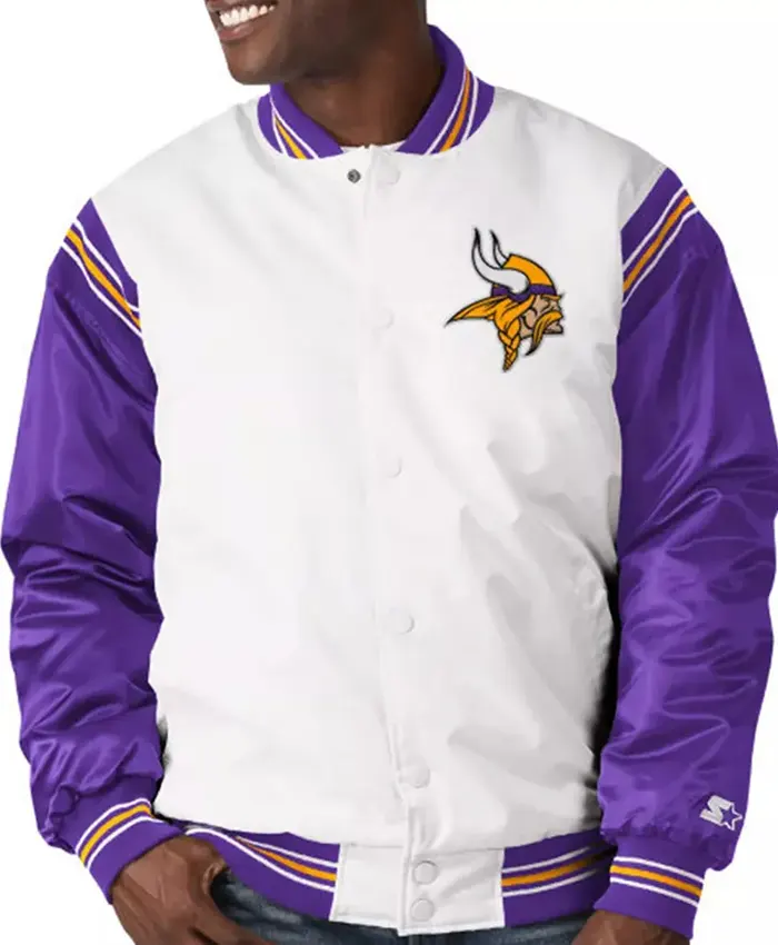 Minnesota Vikings The Renegade White and Purple Satin Jacket