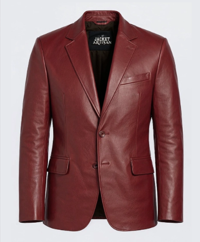 The Voice S29 Moses G maroon leather blazer