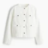 M&s Collarless Denim Jacket White
