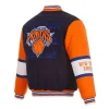 NY Knicks Navy Blue & Orange Letterman Jacket Back