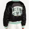 NY Liberty Black Satin Full-Zip Bomber Jacket For Sale