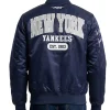 NY Yankees City Arch Navy Satin Bomber Jacket Back