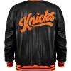 New York Knicks Black And Orange Leather Varsity Jacket For Mens and Womens