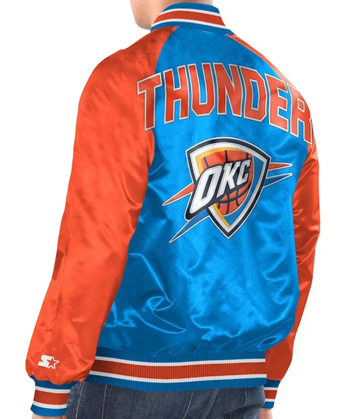 Â Oklahoma City Thunder Inductee Blue and Orange Full-Snap Satin Varsity Jacket