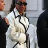 Oprah Winfrey Paris Fashion Week 2026 Contrast Trim Coat Side