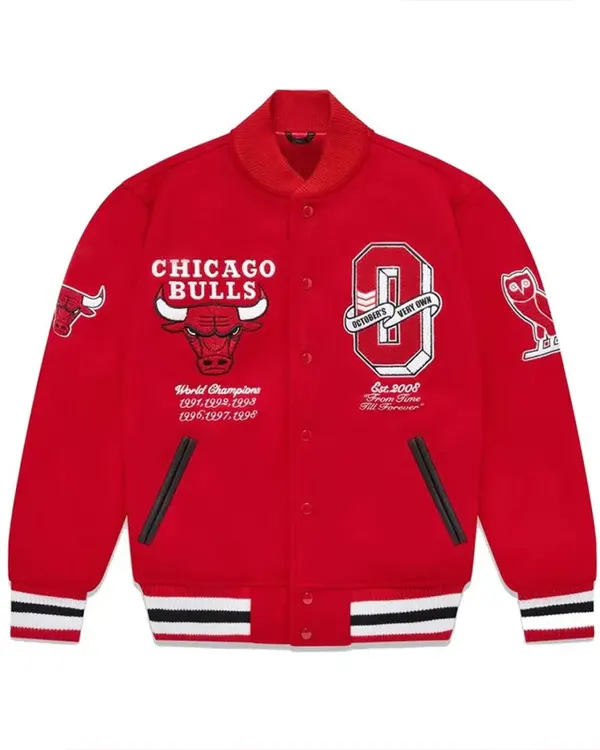 Ovo Chicago Bulls Red Wool Varsity Jacket