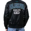 Philadelphia Eagles City Arch Black Satin Jacket Back